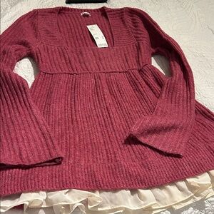 Urban Outfitters Women's Ribbed Knit Sweater/Dress - Burgundy Size L